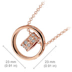 18K Rose Gold Coated Fashion Heart Pendant Necklace Clear Round Cut Crystal Elements