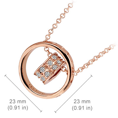 18K Rose Gold Coated Fashion Heart Pendant Necklace Clear Round Cut Crystal Elements