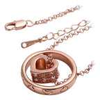 18K Rose Gold Coated Fashion Heart Pendant Necklace Clear Round Cut Crystal Elements