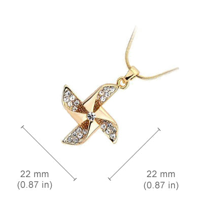 18K Rose Gold Coated Windmill Pendant Necklace with Pave Set Crystal Elements