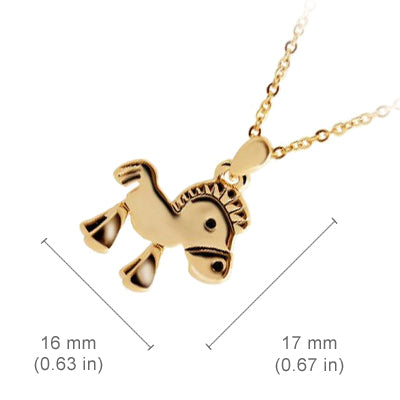 18K Rose Gold Coated Horse Charm Pendant Necklace