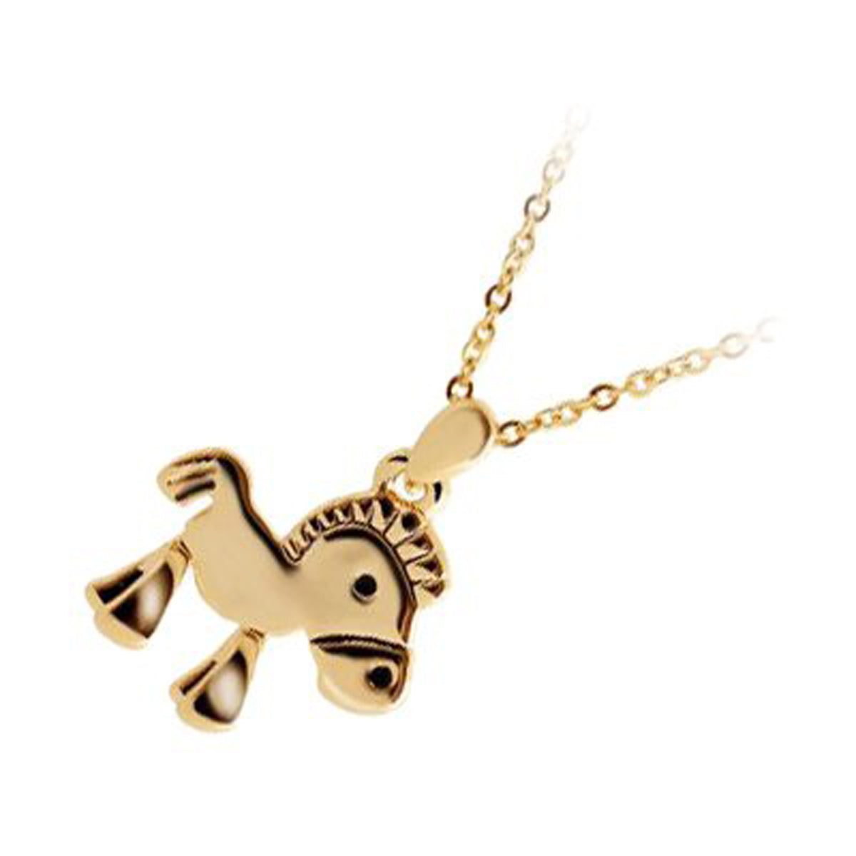 18K Rose Gold Coated Horse Charm Pendant Necklace