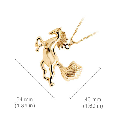 18K Rose Gold Coated Running Horse Pendant Necklace