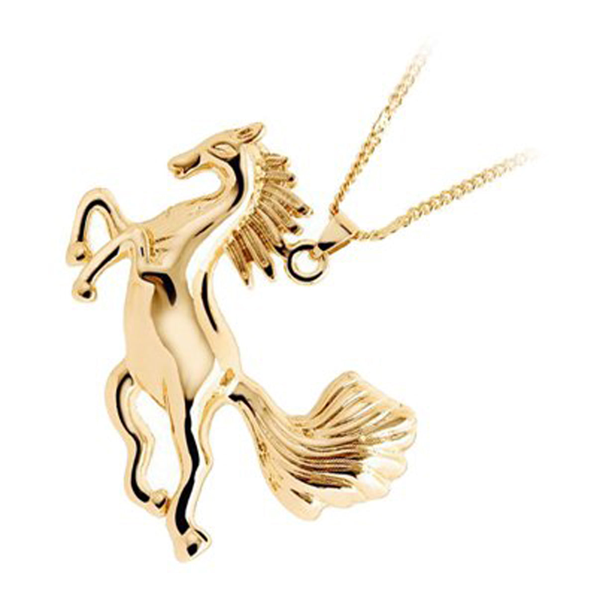 18K Rose Gold Coated Running Horse Pendant Necklace