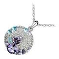 18K White Gold Coated Round Pendant Necklace Amethyst Purple Crystals with Multiple Studs