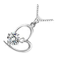 18K White Gold Coated Double Love Heart Necklace White CZ Diamond