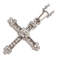 18K White Gold Coated Cross Pendant Necklace with 30 Clear Round Cut Crystal Elements Channel Set