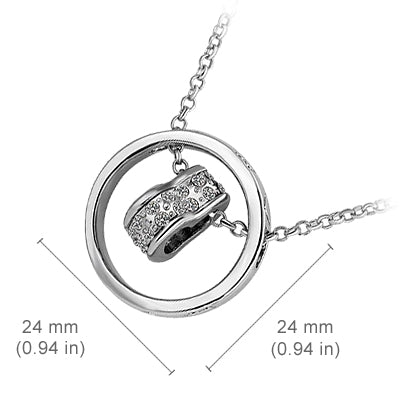18K White Gold Coated Fashion Heart Pendant Necklace with Clear Round Cut Crystal Elements