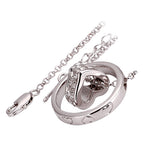 18K White Gold Coated Fashion Heart Pendant Necklace with Clear Round Cut Crystal Elements