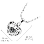 18K White Gold Coated Fashion Heart Pendant Necklace with Filigree Hearts and Clear Crystal Elements