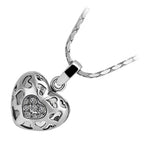 18K White Gold Coated Fashion Heart Pendant Necklace with Filigree Hearts and Clear Crystal Elements