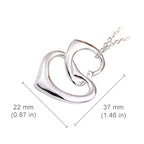 Sterling Silver Coated Pendant Necklace with Double Heart Design