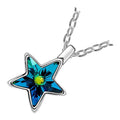 18K White Gold Coated, 28 x 13mm Coloured 5 Pointed Star Crystal Pendant Necklace