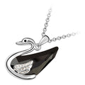 Sterling Silver Coated, Swan with Coloured Main Stone Wings Pendant Necklace