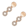 18K Yellow Gold Coated 2 Circle Elements Paved with Crystals Drop & Dangle Earrings
