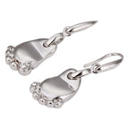 Sterling Silver Coated, 13 x 41mm Little Feet Crystal Drop & Dangle Earrings
