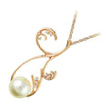 18K Yellow Gold Coated White Pearl Floral Branch with Stones Pendant Necklace