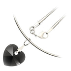 925 Sterling Silver Coated Love Heart Crystal Pendant Necklace