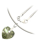 925 Sterling Silver Coated Love Heart Crystal Pendant Necklace