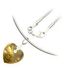 925 Sterling Silver Coated Love Heart Crystal Pendant Necklace