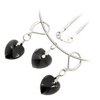 925 Sterling Silver Coated Love Heart Crystal Necklace and Earrings Set