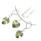 925 Sterling Silver Coated Love Heart Crystal Necklace and Earrings Set