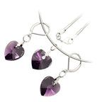 925 Sterling Silver Coated Love Heart Crystal Necklace and Earrings Set