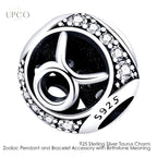 925 Sterling Silver Charms Zodiac Pendant and Bracelet Accessory with Birthstone Meaning