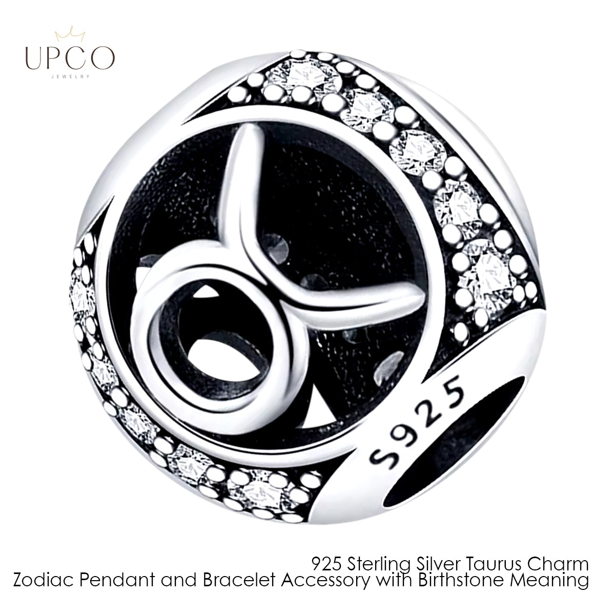 925 Sterling Silver Charms Zodiac Pendant and Bracelet Accessory with Birthstone Meaning