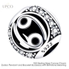 925 Sterling Silver Charms Zodiac Pendant and Bracelet Accessory with Birthstone Meaning