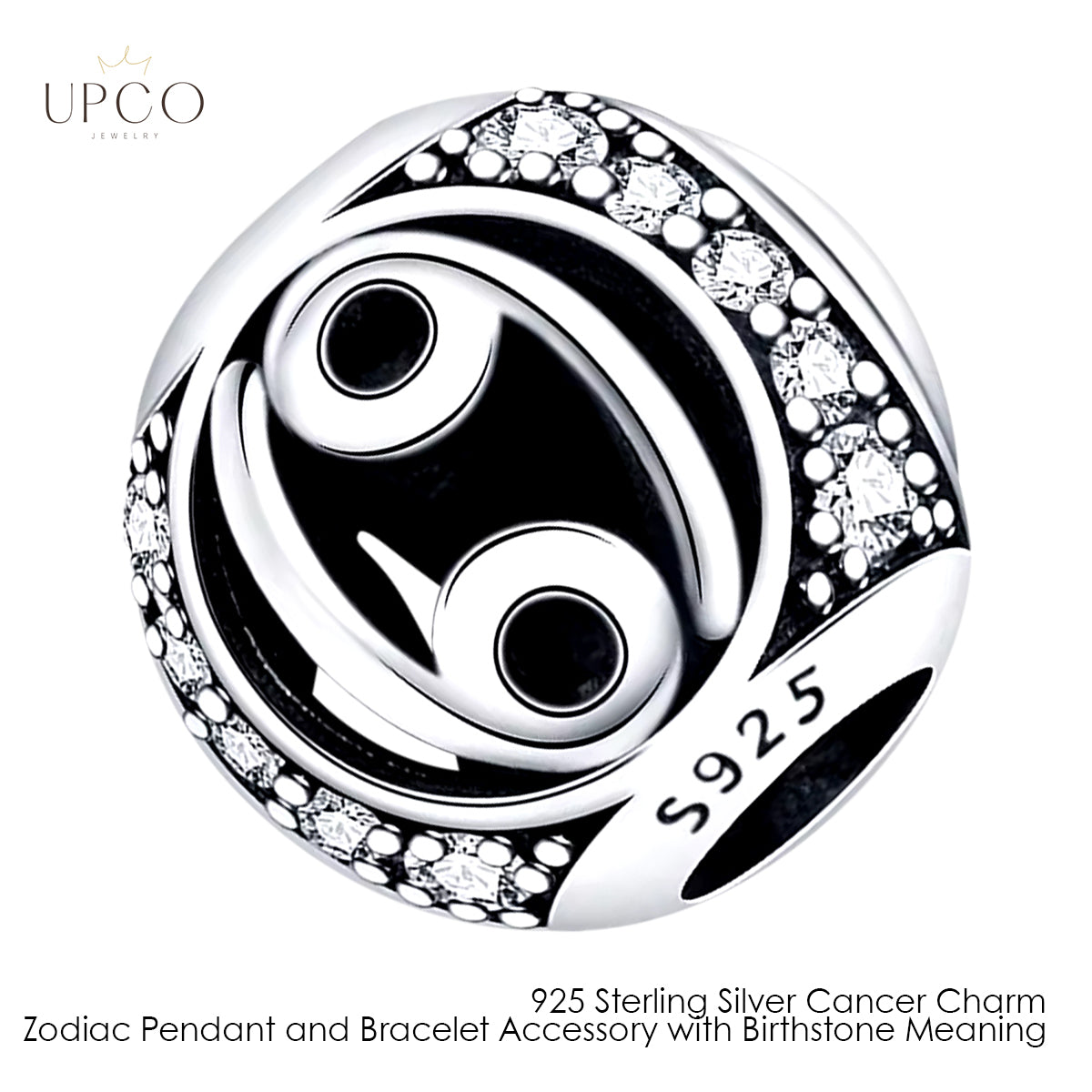 925 Sterling Silver Charms Zodiac Pendant and Bracelet Accessory with Birthstone Meaning