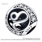 925 Sterling Silver Charms Zodiac Pendant and Bracelet Accessory with Birthstone Meaning