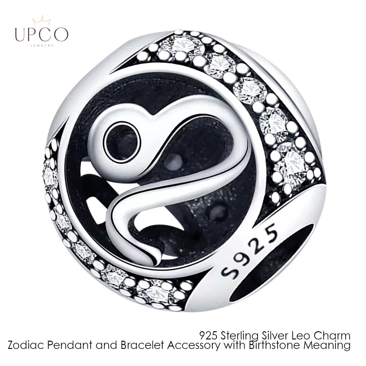 925 Sterling Silver Charms Zodiac Pendant and Bracelet Accessory with Birthstone Meaning