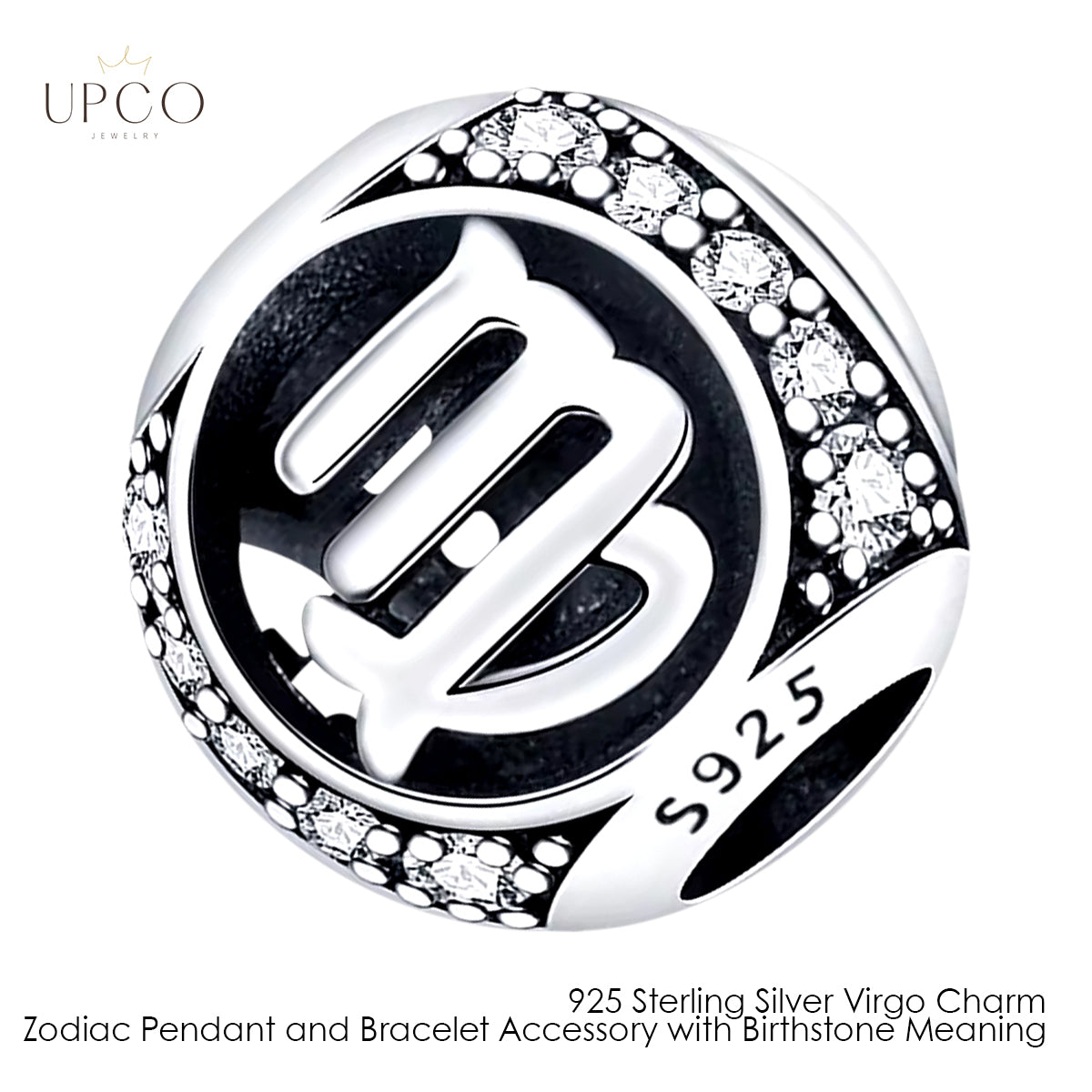 925 Sterling Silver Charms Zodiac Pendant and Bracelet Accessory with Birthstone Meaning