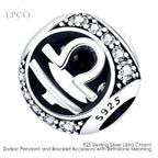 925 Sterling Silver Charms Zodiac Pendant and Bracelet Accessory with Birthstone Meaning
