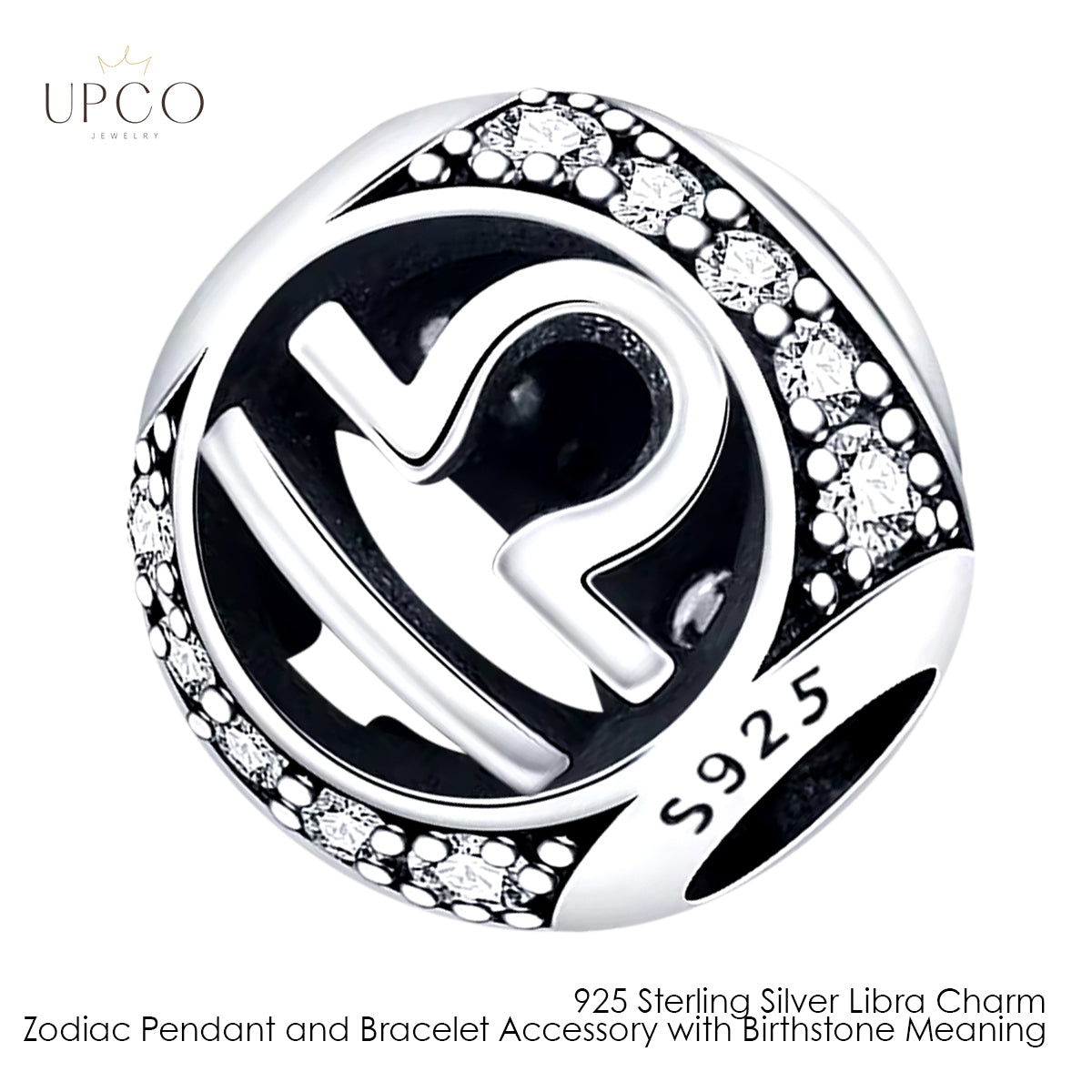 925 Sterling Silver Charms Zodiac Pendant and Bracelet Accessory with Birthstone Meaning