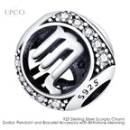 925 Sterling Silver Charms Zodiac Pendant and Bracelet Accessory with Birthstone Meaning