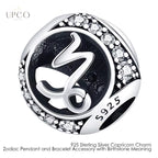 925 Sterling Silver Charms Zodiac Pendant and Bracelet Accessory with Birthstone Meaning