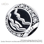 925 Sterling Silver Charms Zodiac Pendant and Bracelet Accessory with Birthstone Meaning