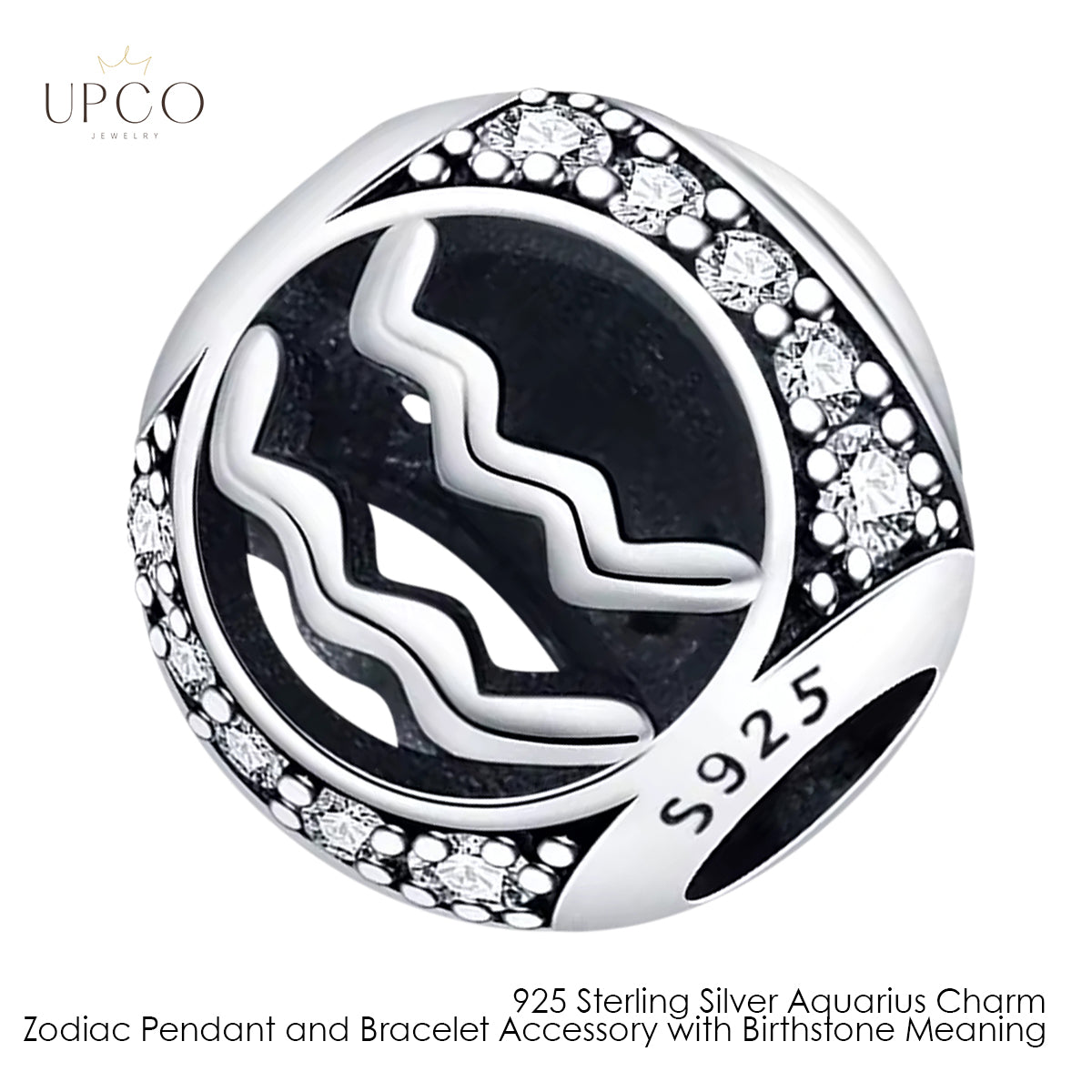 925 Sterling Silver Charms Zodiac Pendant and Bracelet Accessory with Birthstone Meaning