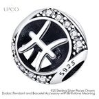 925 Sterling Silver Charms Zodiac Pendant and Bracelet Accessory with Birthstone Meaning