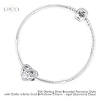 925 Sterling Silver Bracelet Pandora-Style with Celtic Infinity Knot Birthstone Charms