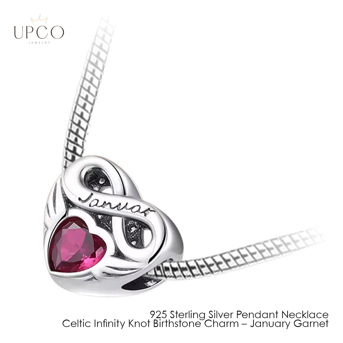 925 Sterling Silver Pendant Necklace Celtic Infinity Knot Birthstone Charms