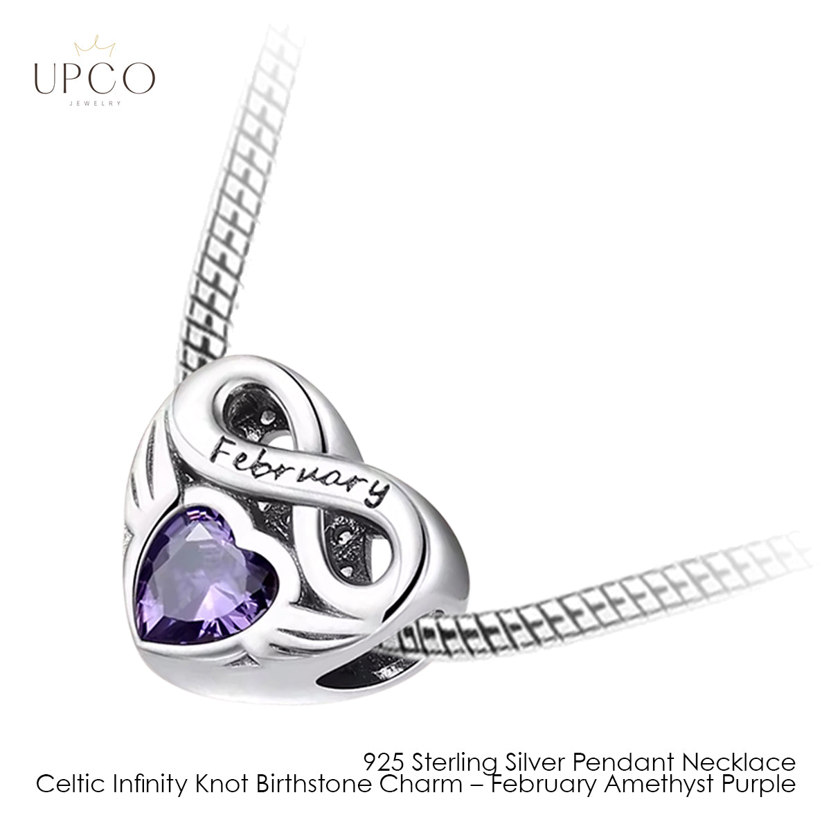 925 Sterling Silver Pendant Necklace Celtic Infinity Knot Birthstone Charms