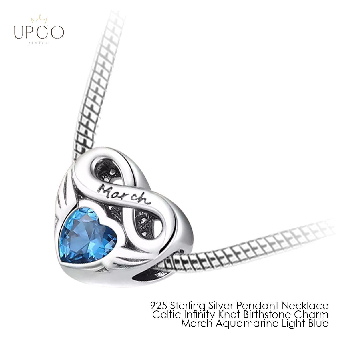 925 Sterling Silver Pendant Necklace Celtic Infinity Knot Birthstone Charms
