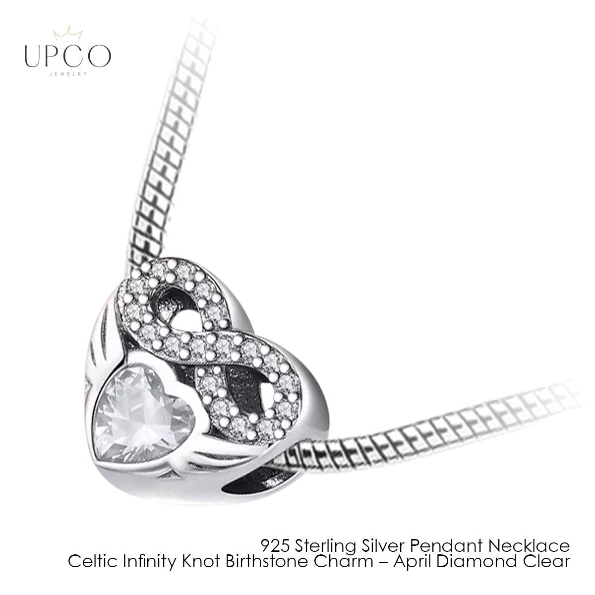 925 Sterling Silver Pendant Necklace Celtic Infinity Knot Birthstone Charms