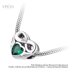 925 Sterling Silver Pendant Necklace Celtic Infinity Knot Birthstone Charms
