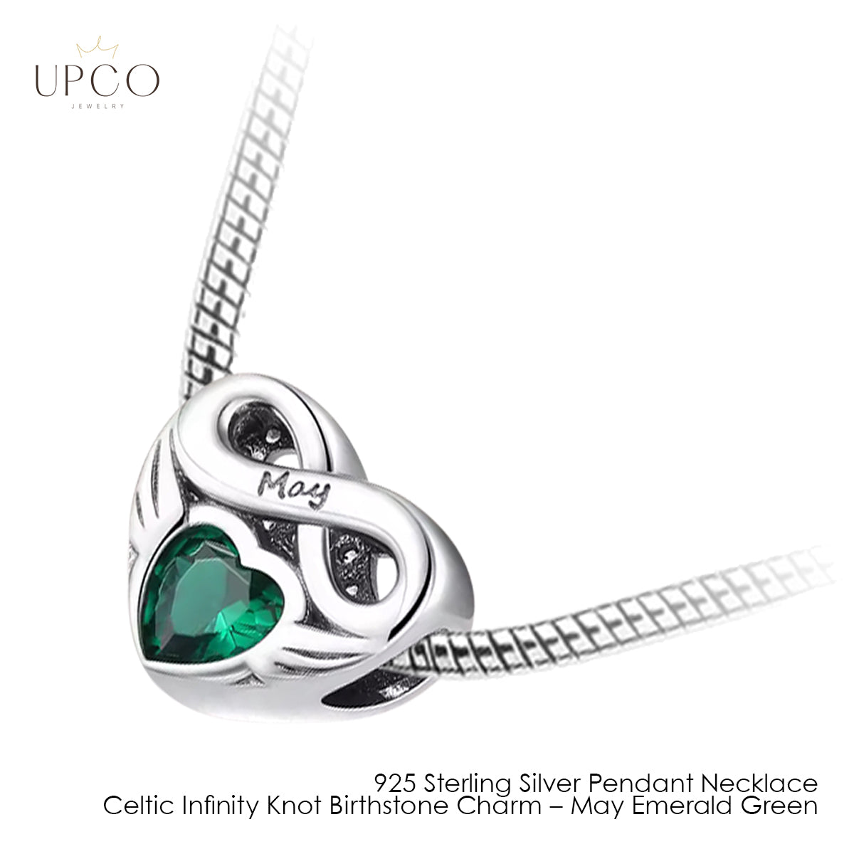 925 Sterling Silver Pendant Necklace Celtic Infinity Knot Birthstone Charms