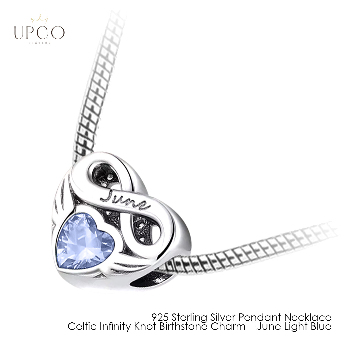 925 Sterling Silver Pendant Necklace Celtic Infinity Knot Birthstone Charms