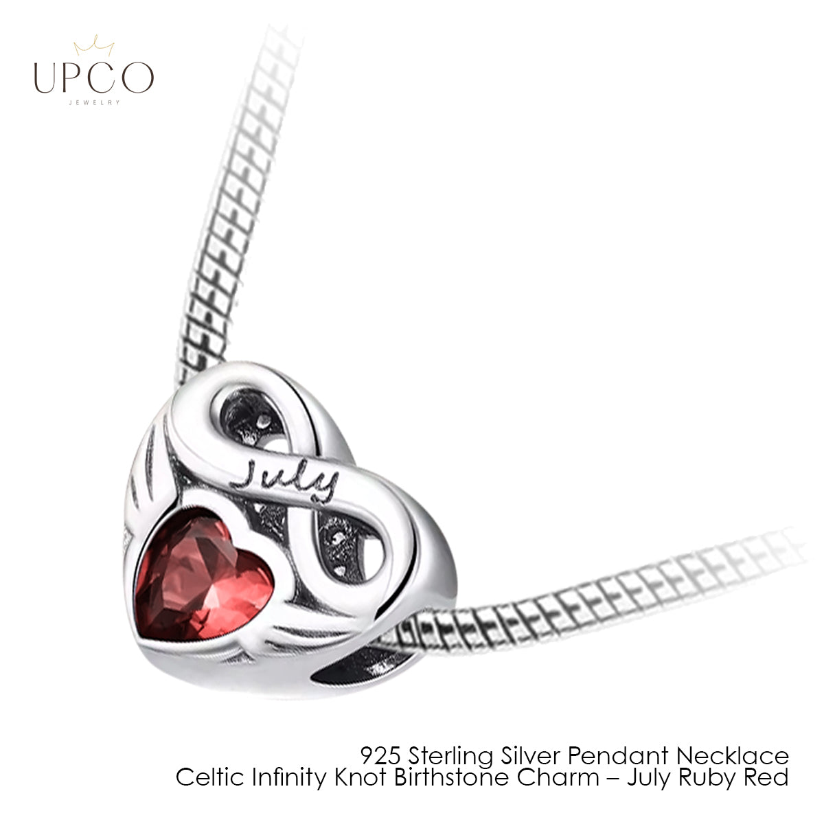 925 Sterling Silver Pendant Necklace Celtic Infinity Knot Birthstone Charms